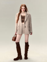 Coffee-Colored Suit Jacket & Skirt Set